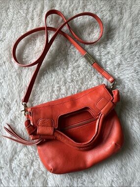 Foley + Corinna Orange leather foldover Crossbody Bag